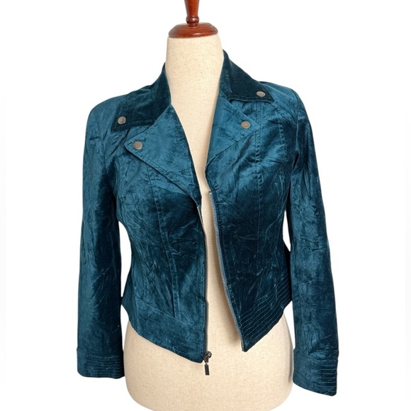 Chico’s Teal Velvet Like Women's Jacket - Picture 1 of 7